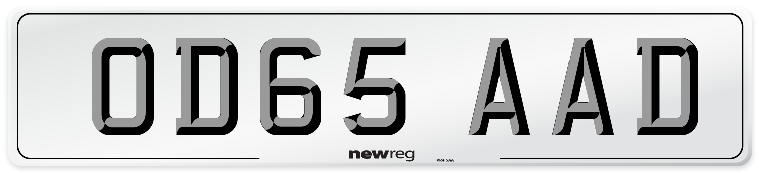 OD65 AAD Number Plate from New Reg